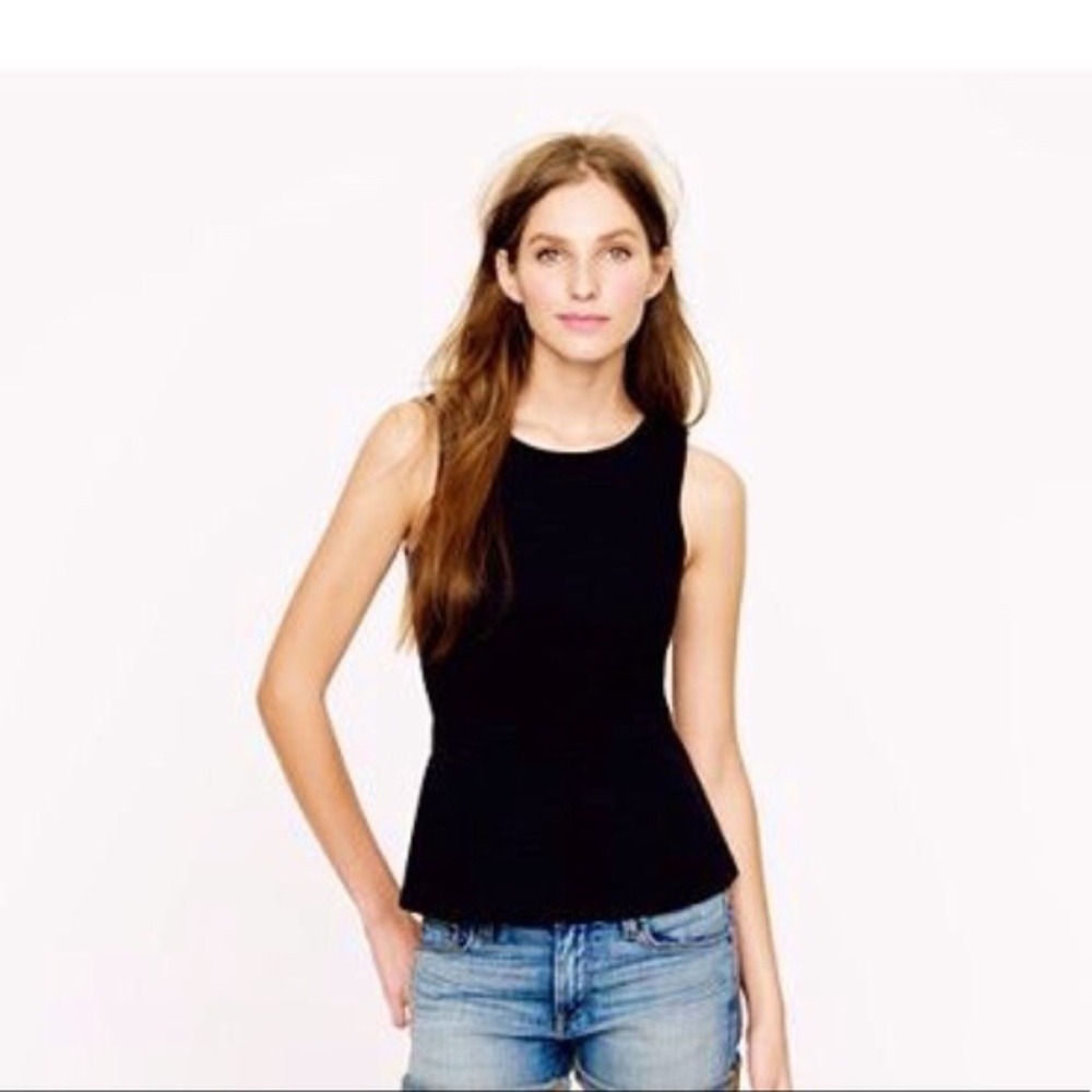J. Crew Ponte Navy Peplum Sleeveless Top Small
